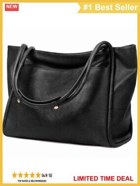 Vegan Leather Tote Bag Zipper Hobo Handbag Large Purse